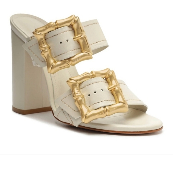 SCHUTZ Enola Cream and Gold Block Heel Sandals Size 7.5B NWOT - Picture 7 of 7